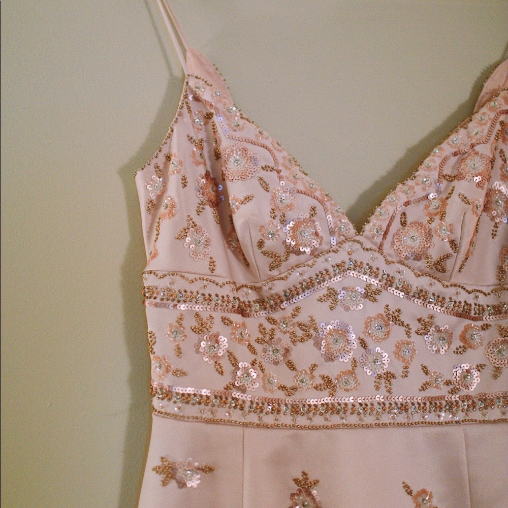 NWT Pink embroidered beaded silky midi/mini dress